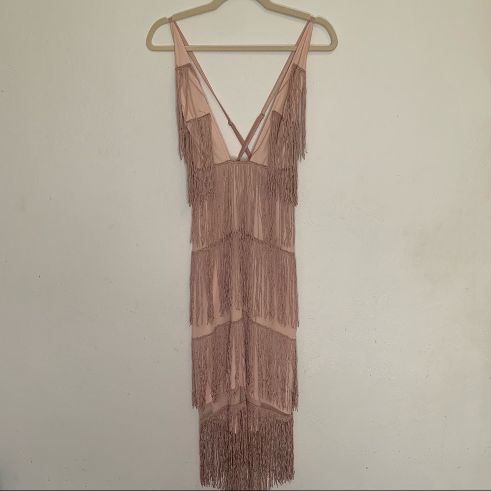 ASOS Pink Fringe Midi Dress